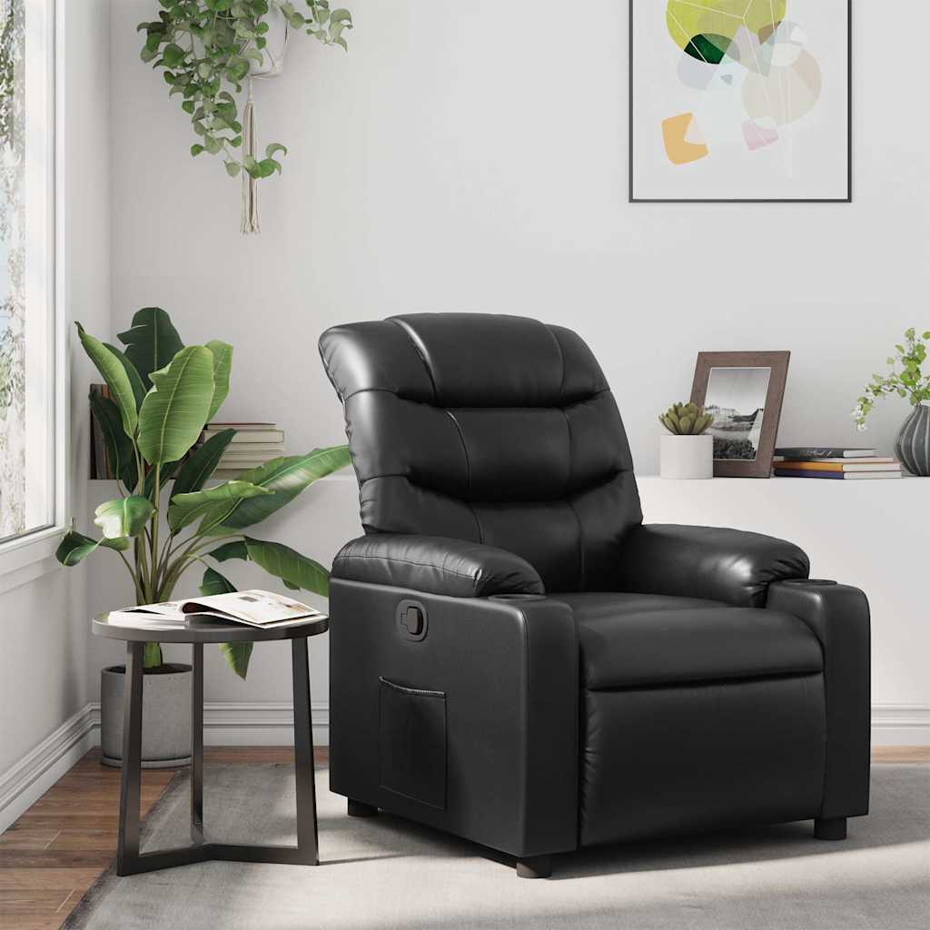 Fauteuil verstelbaar kunstleer zwart is nu te koop bij PeponiXL, paradijselijk wonen!