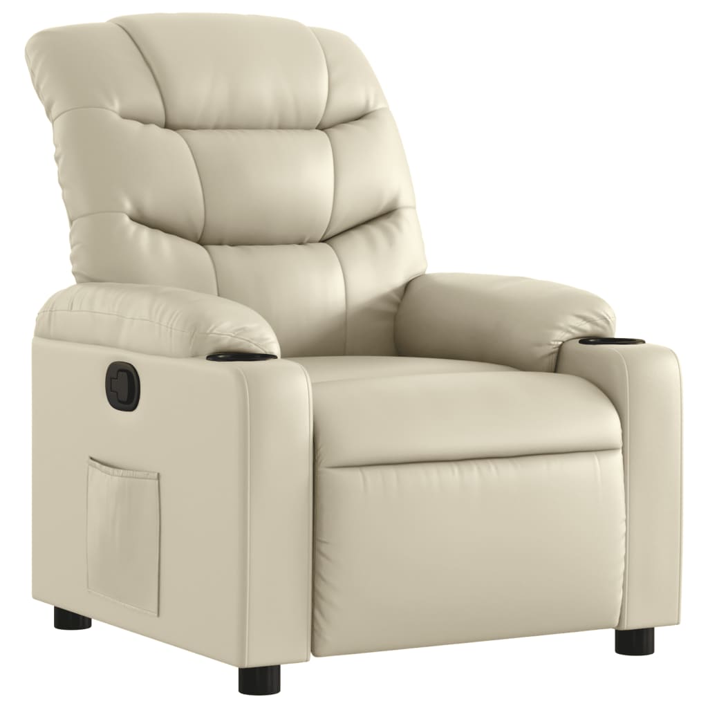 Fauteuil verstelbaar kunstleer crèmekleurig is nu te koop bij PeponiXL, paradijselijk wonen!