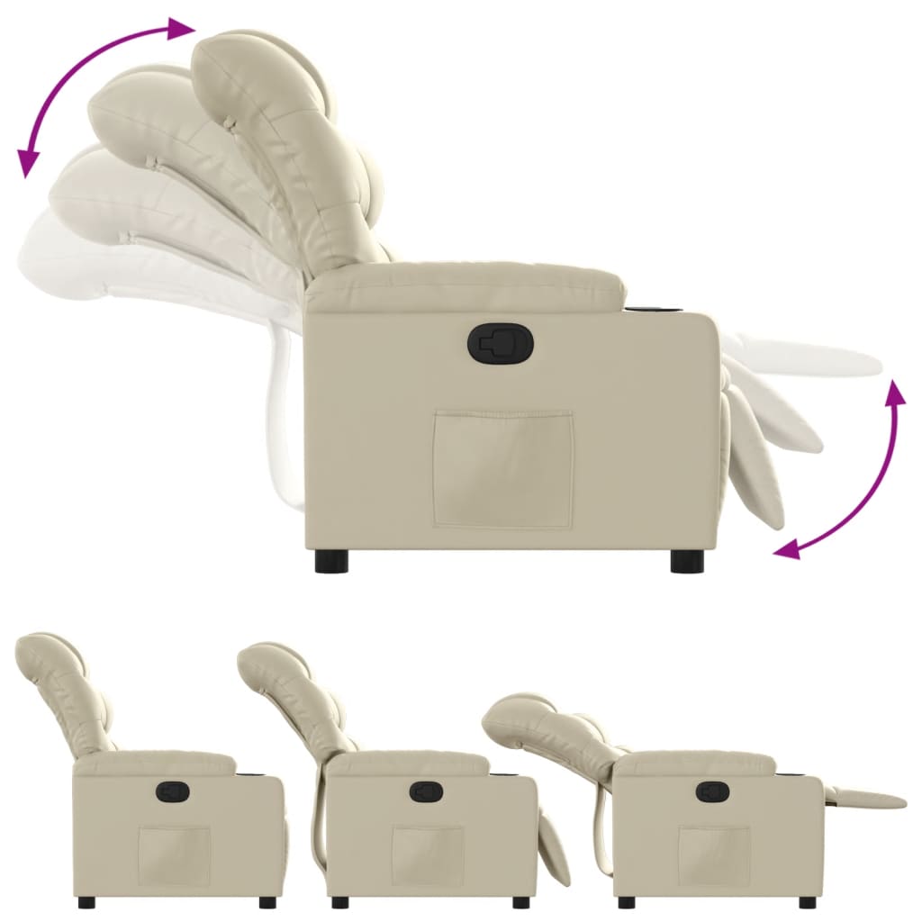 Fauteuil verstelbaar kunstleer crèmekleurig is nu te koop bij PeponiXL, paradijselijk wonen!