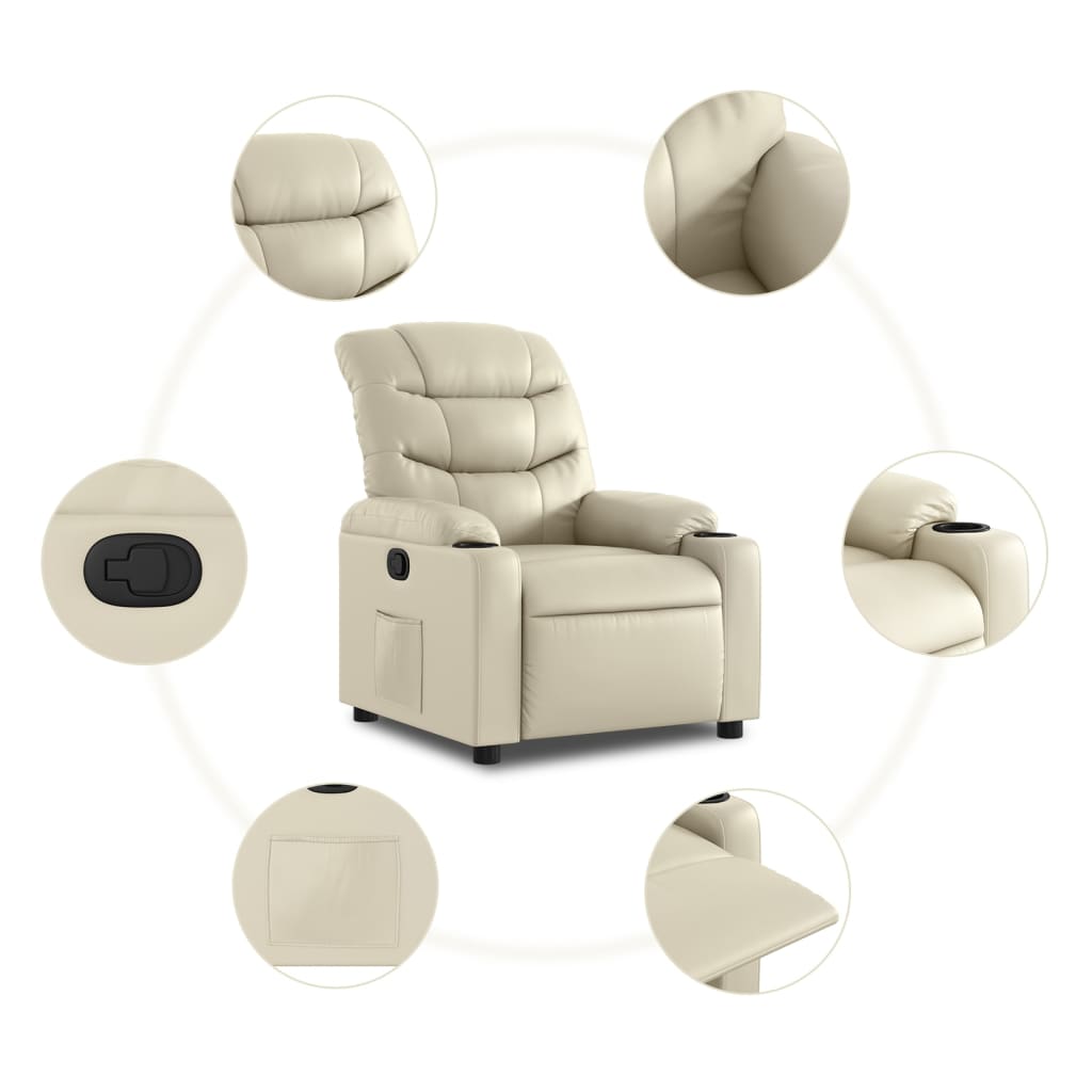 Fauteuil verstelbaar kunstleer crèmekleurig is nu te koop bij PeponiXL, paradijselijk wonen!