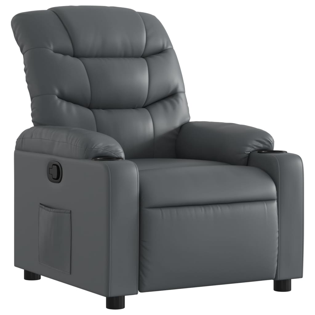 Fauteuil verstelbaar kunstleer grijs is nu te koop bij PeponiXL, paradijselijk wonen!