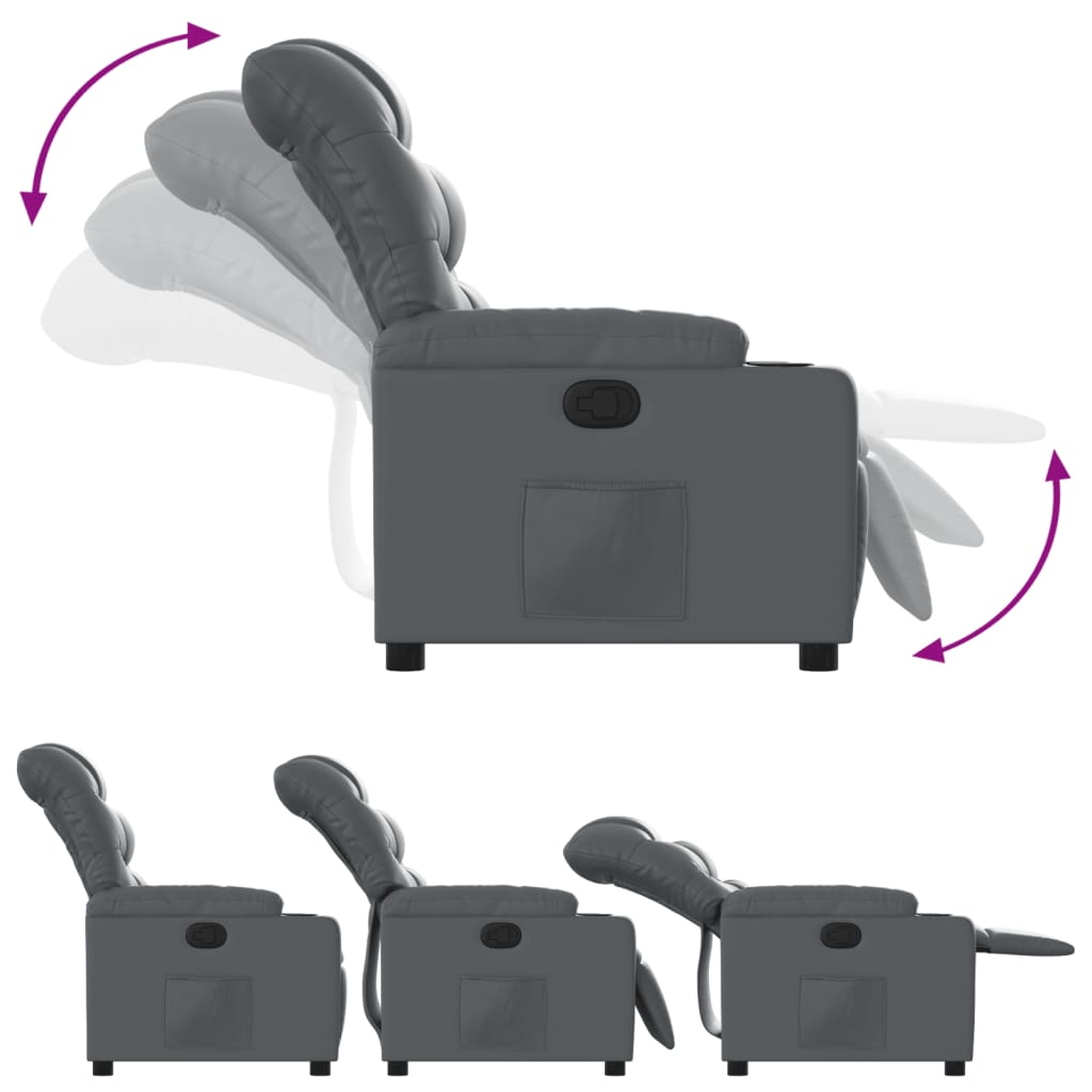 Fauteuil verstelbaar kunstleer grijs is nu te koop bij PeponiXL, paradijselijk wonen!