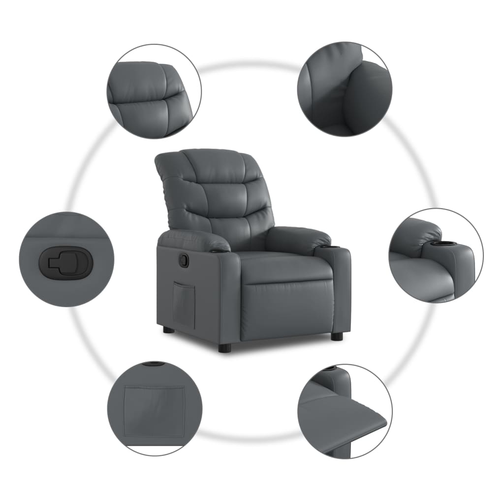 Fauteuil verstelbaar kunstleer grijs is nu te koop bij PeponiXL, paradijselijk wonen!