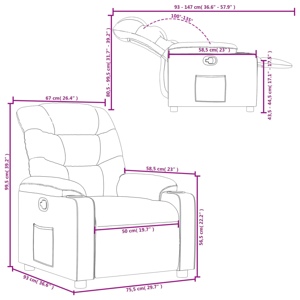 Fauteuil verstelbaar kunstleer grijs is nu te koop bij PeponiXL, paradijselijk wonen!