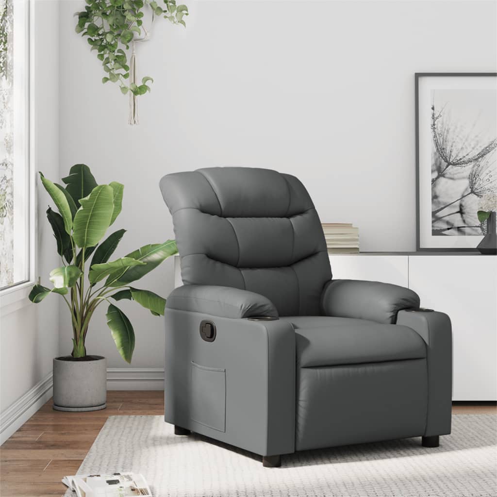 Fauteuil verstelbaar kunstleer grijs is nu te koop bij PeponiXL, paradijselijk wonen!