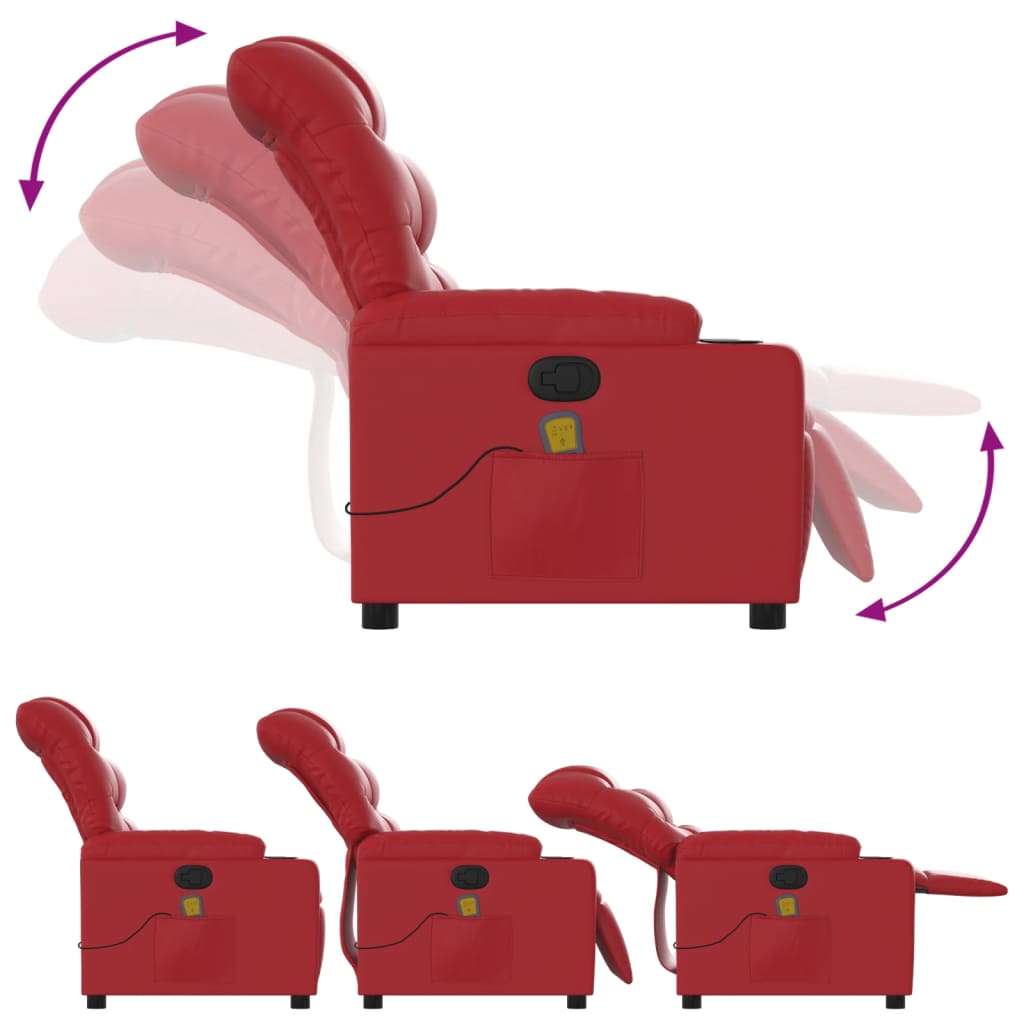 Massagestoel verstelbaar kunstleer rood is nu te koop bij PeponiXL, paradijselijk wonen!