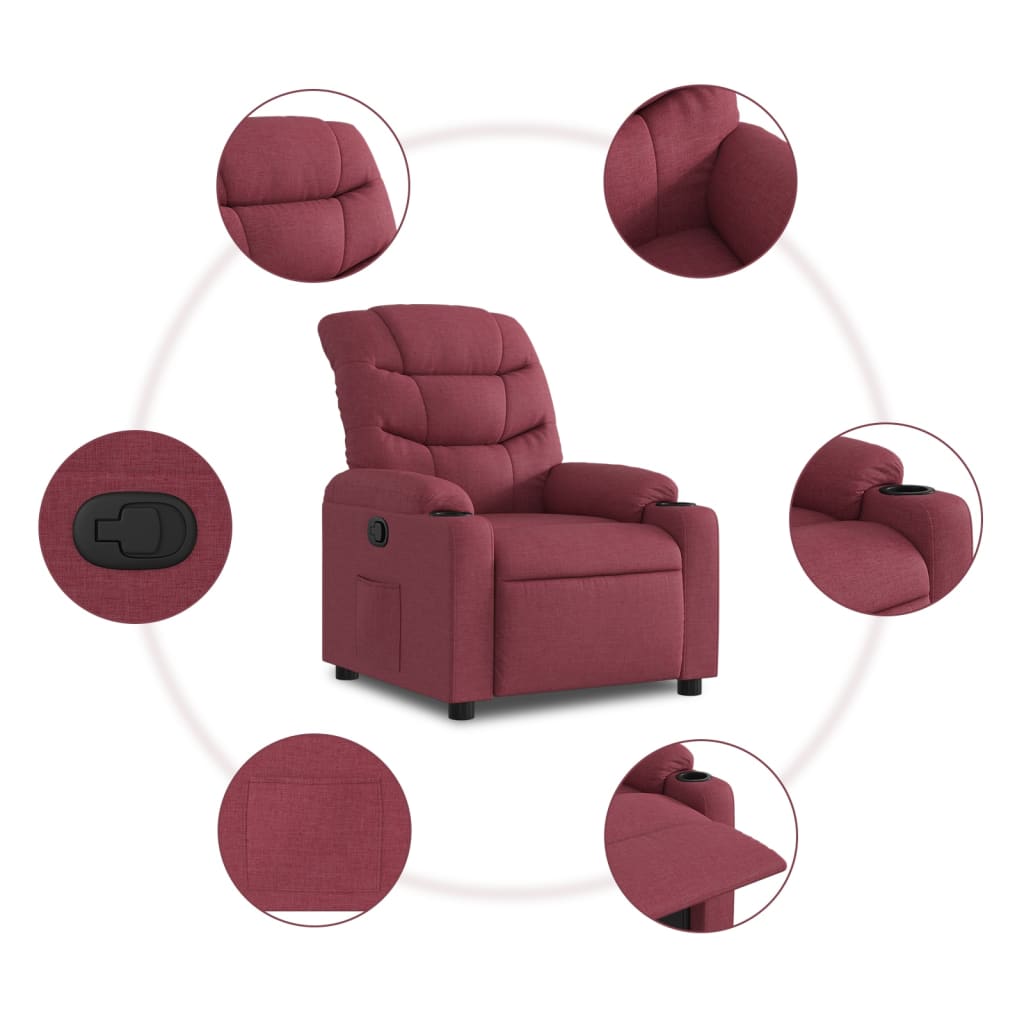 Fauteuil verstelbaar stof wijnrood is nu te koop bij PeponiXL, paradijselijk wonen!