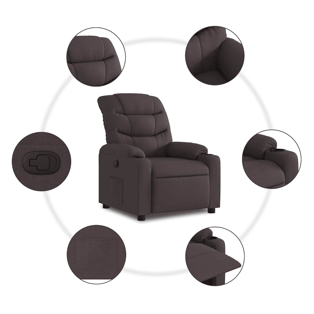 Fauteuil verstelbaar stof donkerbruin is nu te koop bij PeponiXL, paradijselijk wonen!
