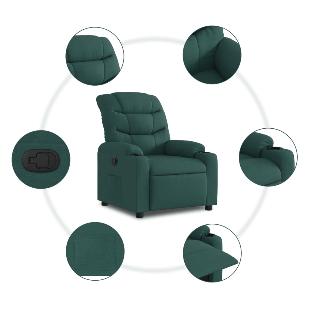 Fauteuil verstelbaar stof donkergroen is nu te koop bij PeponiXL, paradijselijk wonen!
