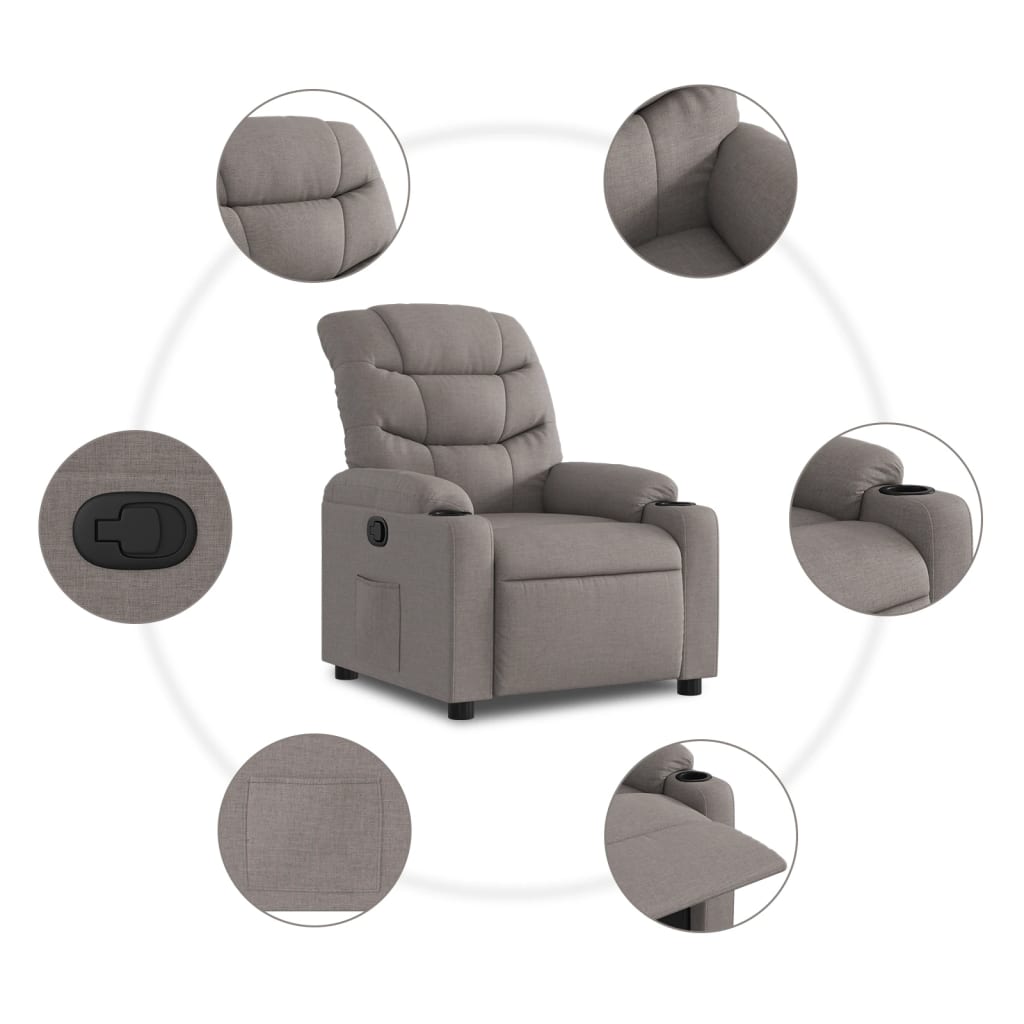 Fauteuil verstelbaar stof taupe is nu te koop bij PeponiXL, paradijselijk wonen!