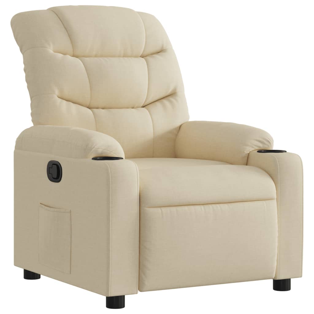 Fauteuil verstelbaar stof crèmekleurig is nu te koop bij PeponiXL, paradijselijk wonen!