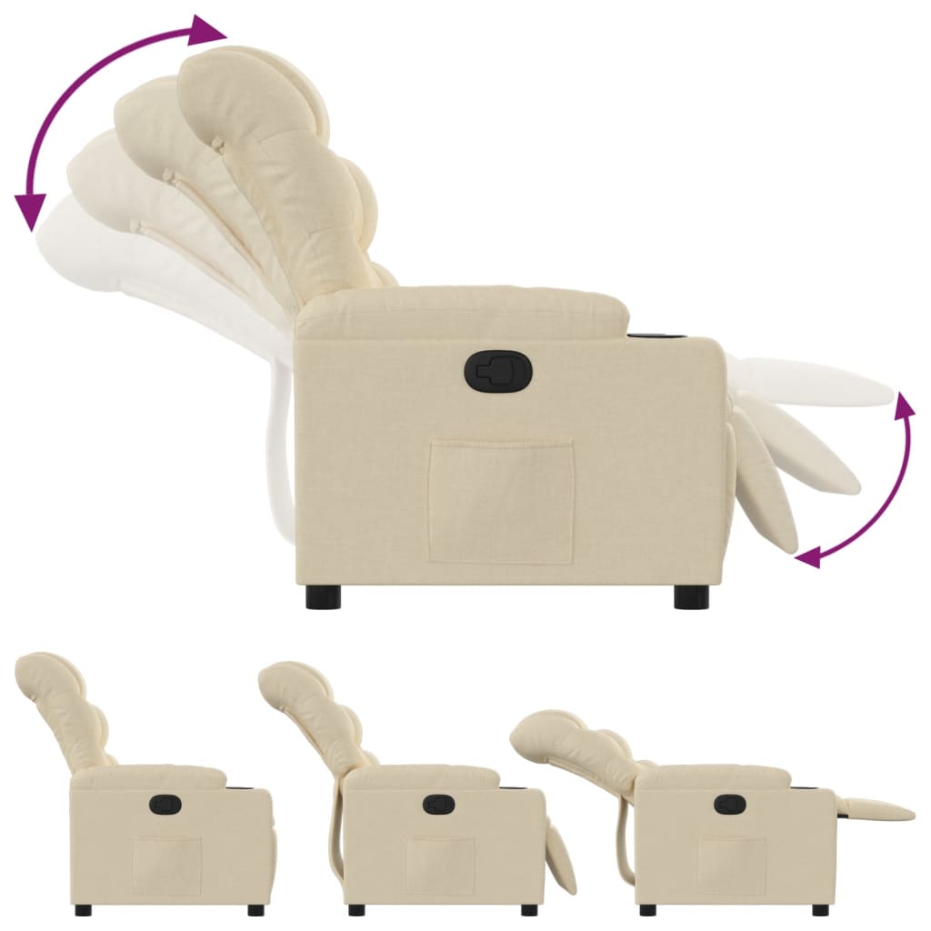Fauteuil verstelbaar stof crèmekleurig is nu te koop bij PeponiXL, paradijselijk wonen!