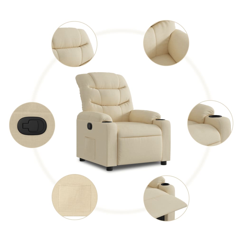 Fauteuil verstelbaar stof crèmekleurig is nu te koop bij PeponiXL, paradijselijk wonen!