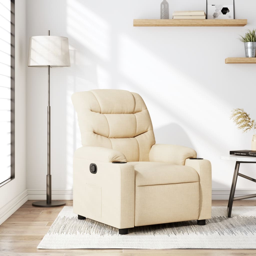 Fauteuil verstelbaar stof crèmekleurig is nu te koop bij PeponiXL, paradijselijk wonen!