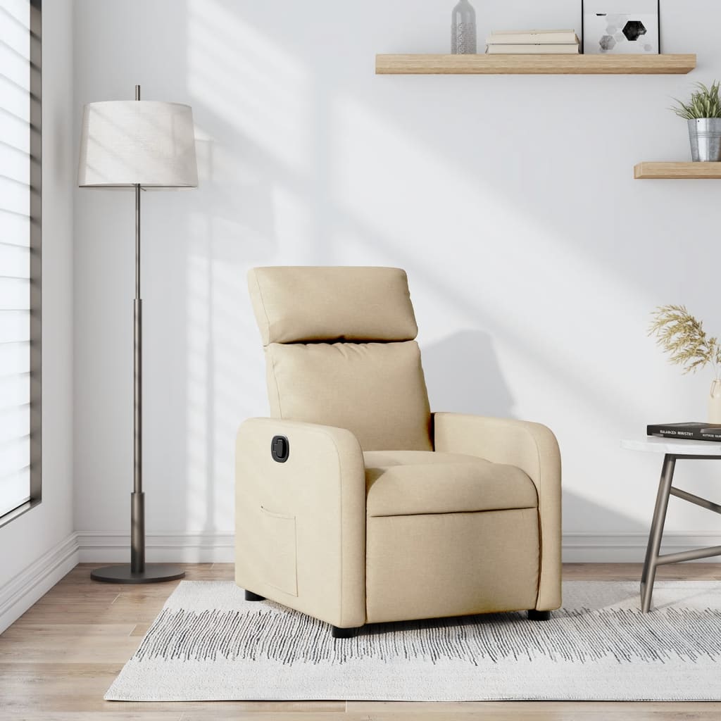 Fauteuil verstelbaar stof crèmekleurig is nu te koop bij PeponiXL, paradijselijk wonen!