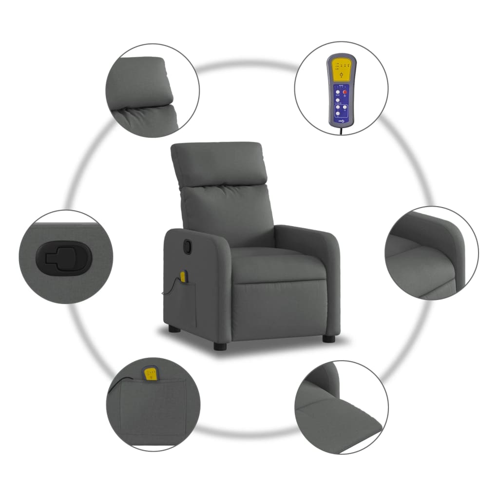 Massagestoel verstelbaar stof donkergrijs is nu te koop bij PeponiXL, paradijselijk wonen!