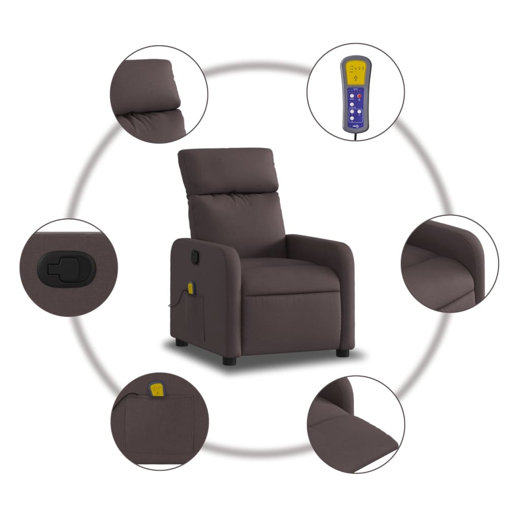 Massagestoel verstelbaar stof donkerbruin is nu te koop bij PeponiXL, paradijselijk wonen!