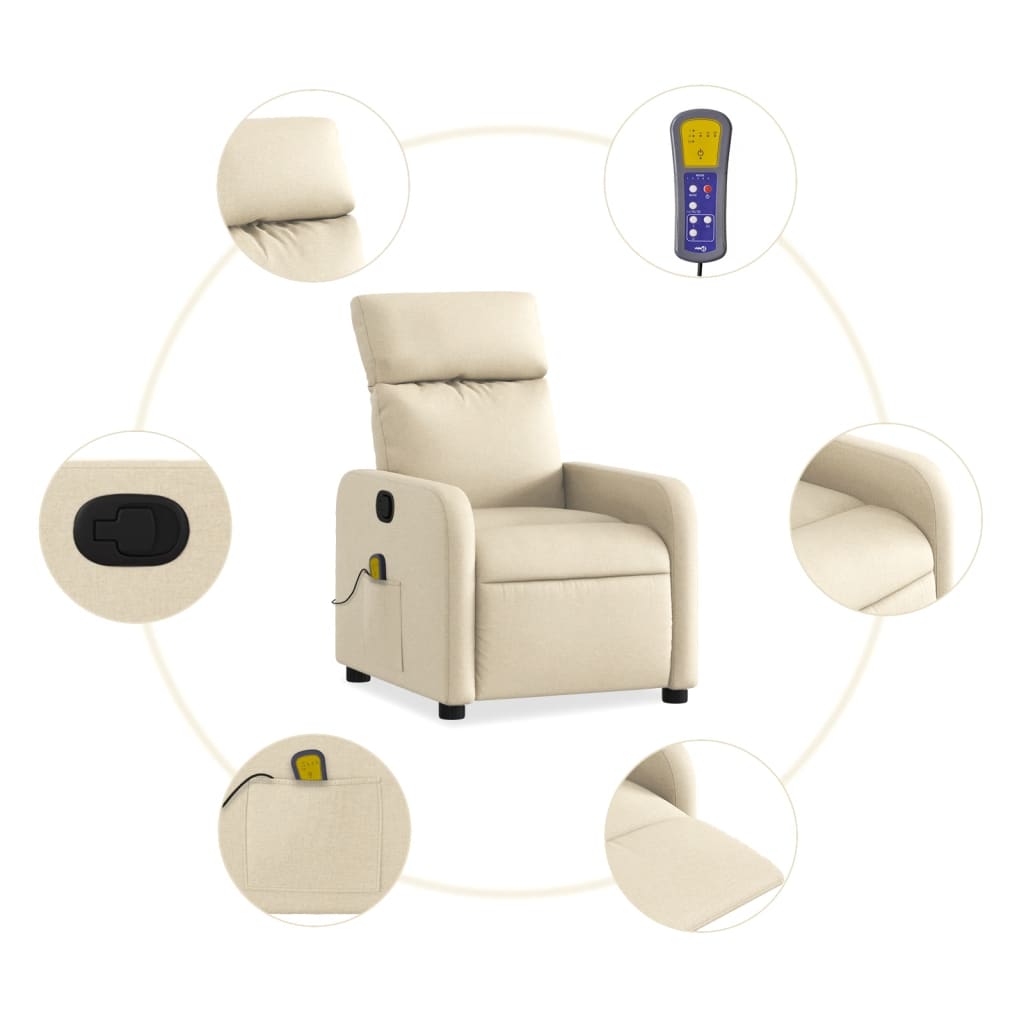 Massagestoel verstelbaar stof crèmekleurig is nu te koop bij PeponiXL, paradijselijk wonen!