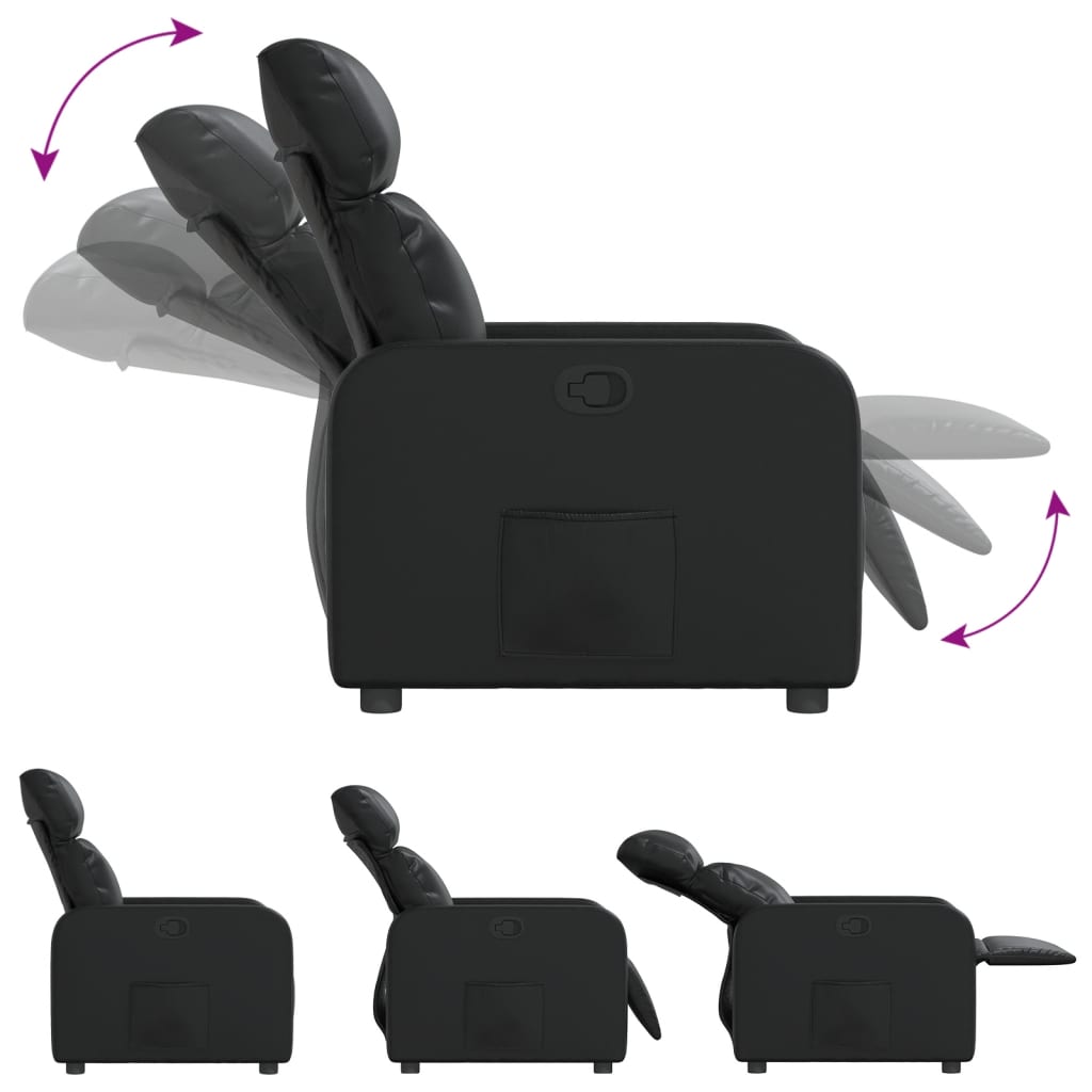 Fauteuil verstelbaar kunstleer zwart is nu te koop bij PeponiXL, paradijselijk wonen!