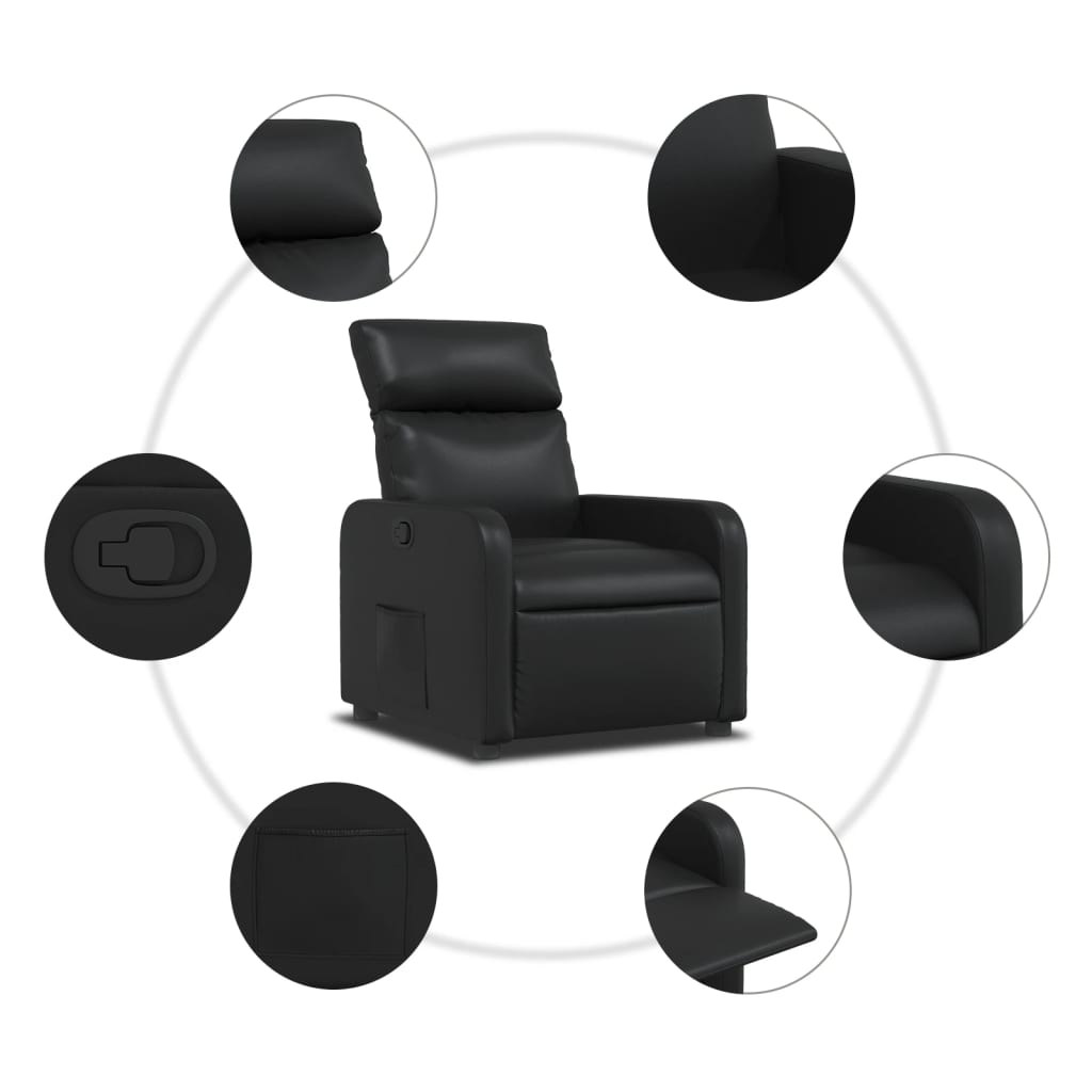 Fauteuil verstelbaar kunstleer zwart is nu te koop bij PeponiXL, paradijselijk wonen!