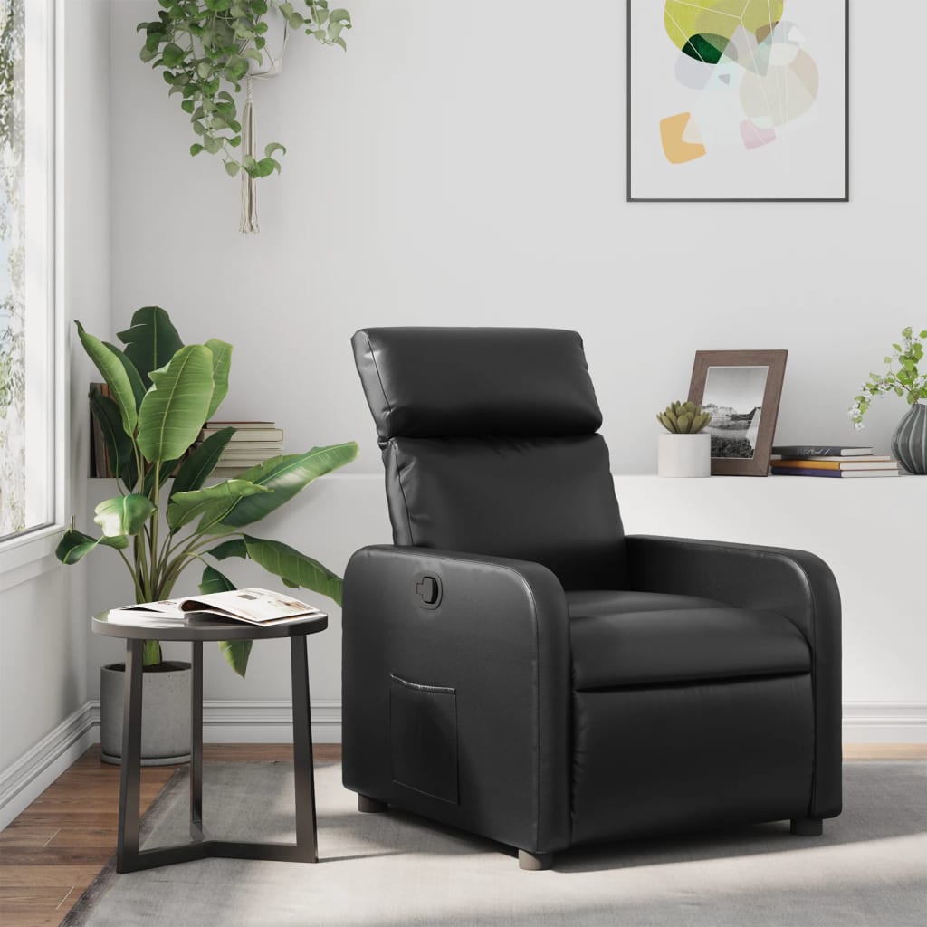Fauteuil verstelbaar kunstleer zwart is nu te koop bij PeponiXL, paradijselijk wonen!