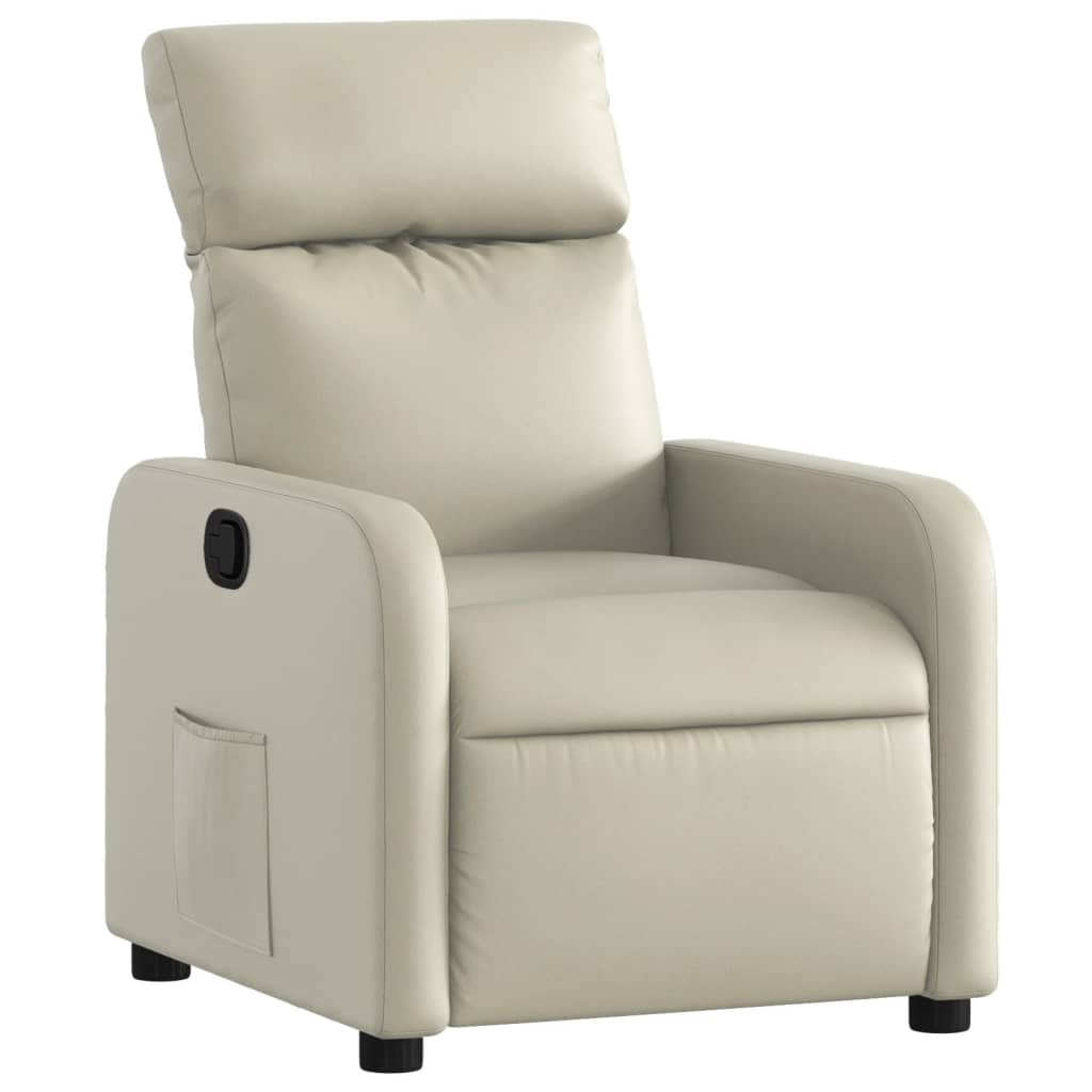 Fauteuil verstelbaar kunstleer crèmekleurig is nu te koop bij PeponiXL, paradijselijk wonen!