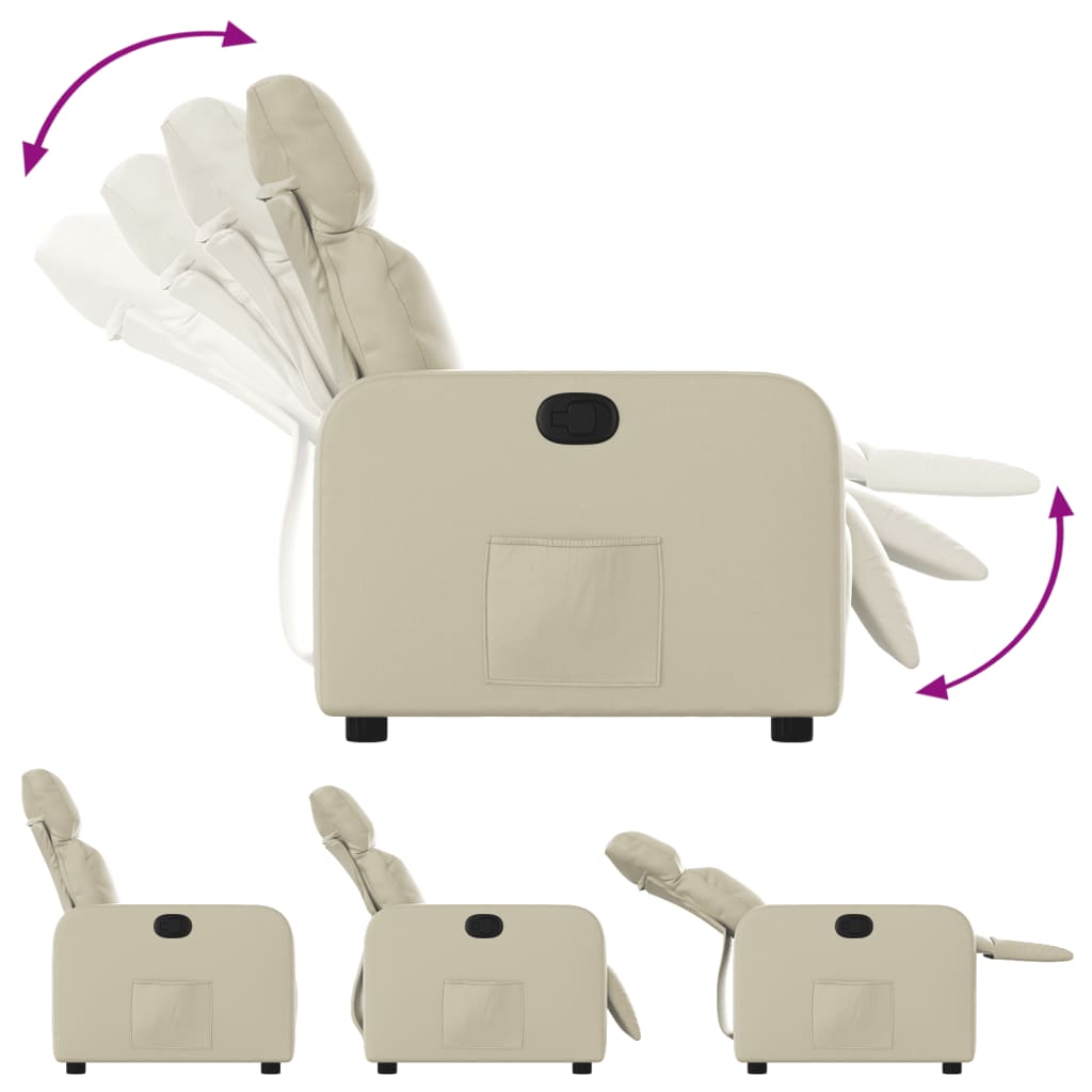 Fauteuil verstelbaar kunstleer crèmekleurig is nu te koop bij PeponiXL, paradijselijk wonen!