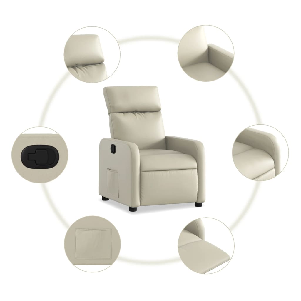 Fauteuil verstelbaar kunstleer crèmekleurig is nu te koop bij PeponiXL, paradijselijk wonen!