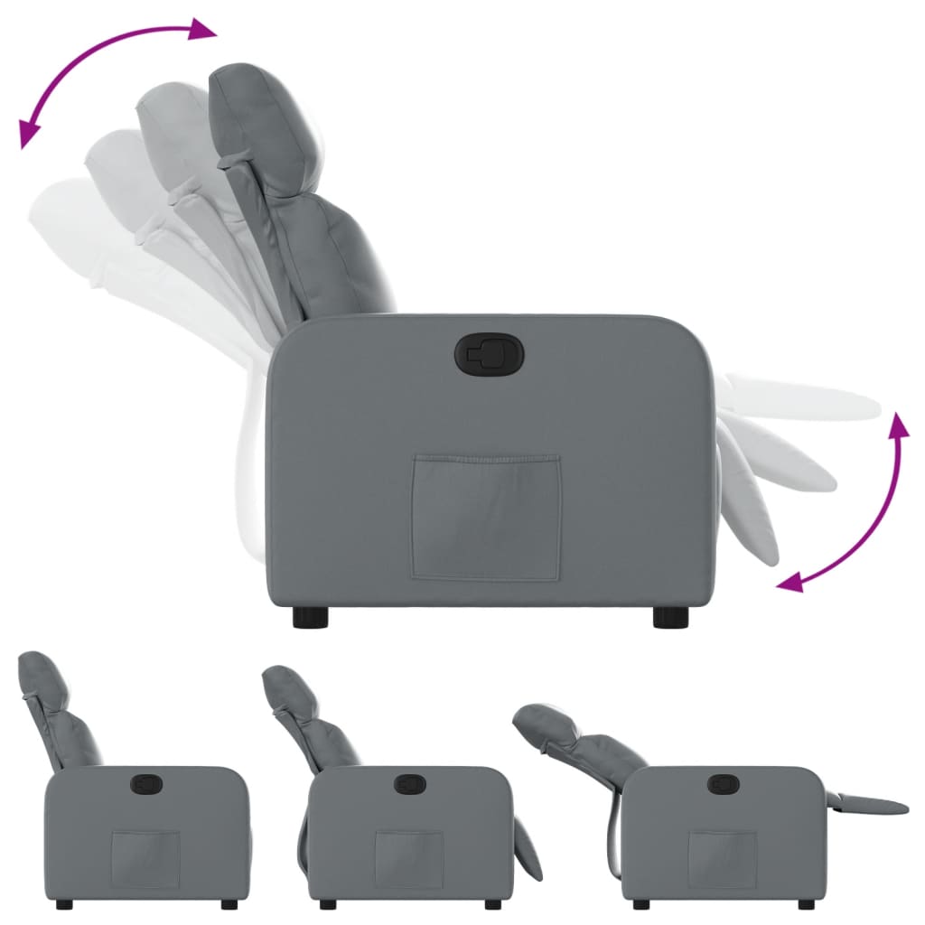 Fauteuil verstelbaar kunstleer grijs is nu te koop bij PeponiXL, paradijselijk wonen!
