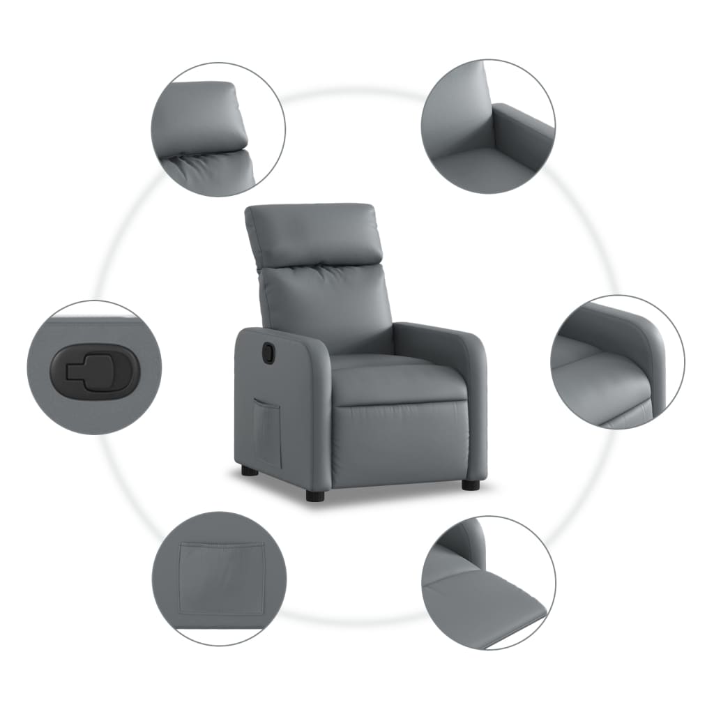 Fauteuil verstelbaar kunstleer grijs is nu te koop bij PeponiXL, paradijselijk wonen!
