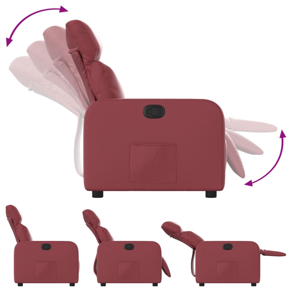 Fauteuil verstelbaar kunstleer wijnrood is nu te koop bij PeponiXL, paradijselijk wonen!
