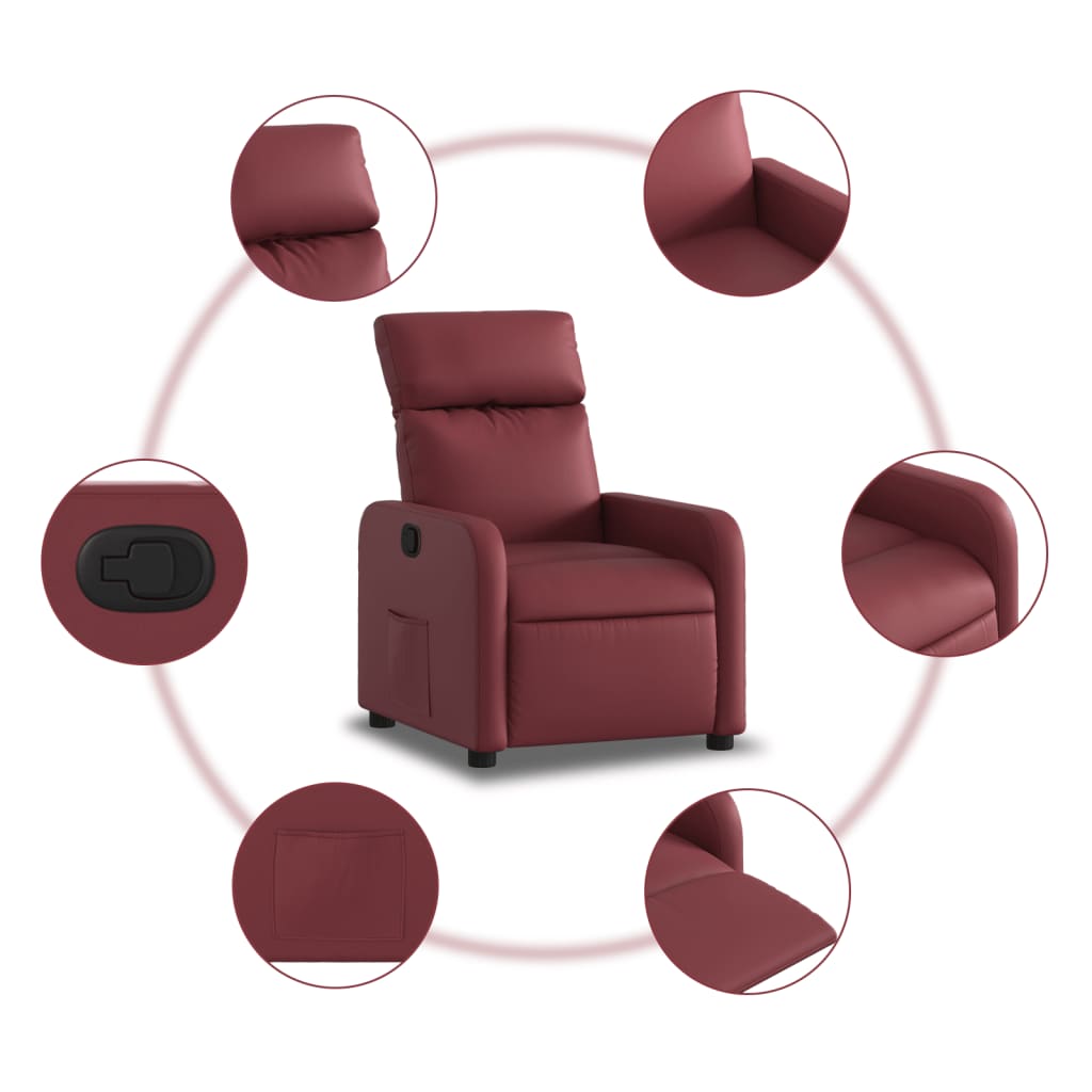 Fauteuil verstelbaar kunstleer wijnrood is nu te koop bij PeponiXL, paradijselijk wonen!