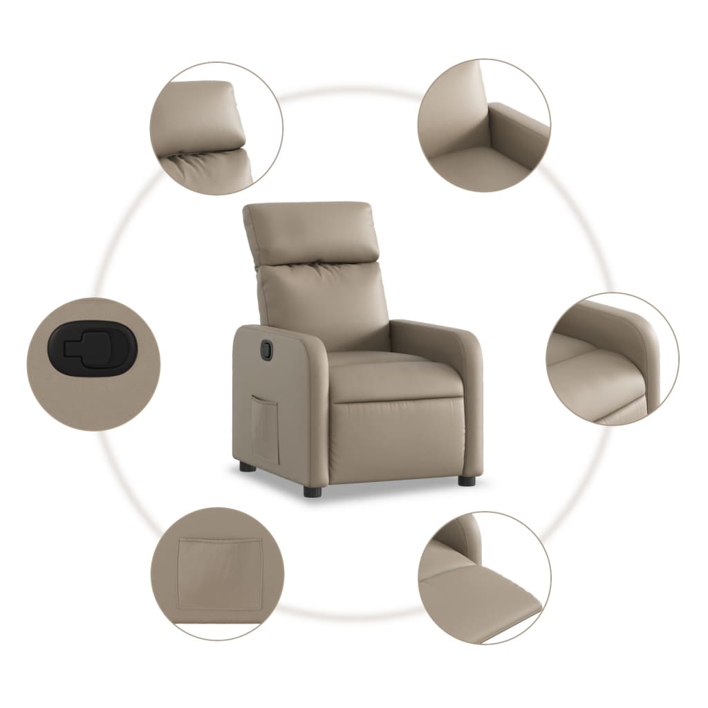 Fauteuil verstelbaar kunstleer cappuccinokleurig is nu te koop bij PeponiXL, paradijselijk wonen!