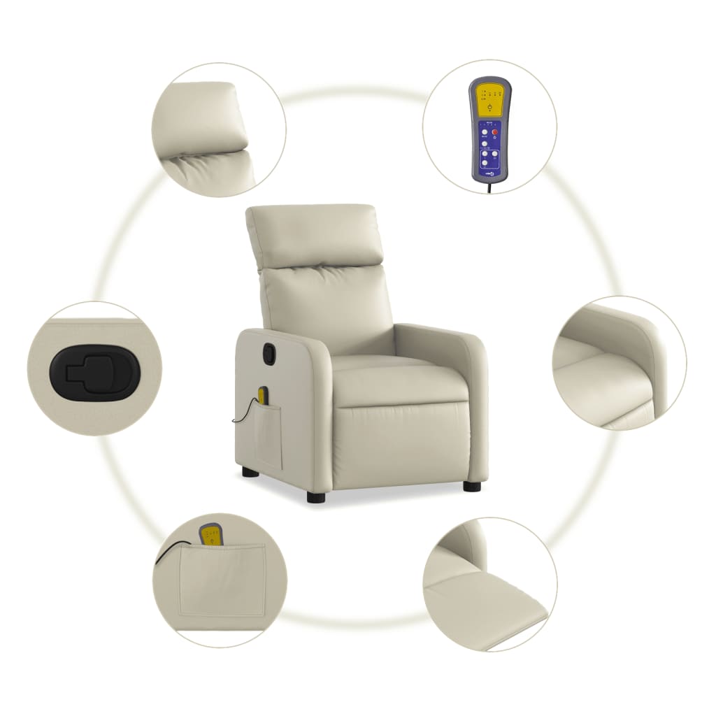 Massagestoel verstelbaar kunstleer crème is nu te koop bij PeponiXL, paradijselijk wonen!