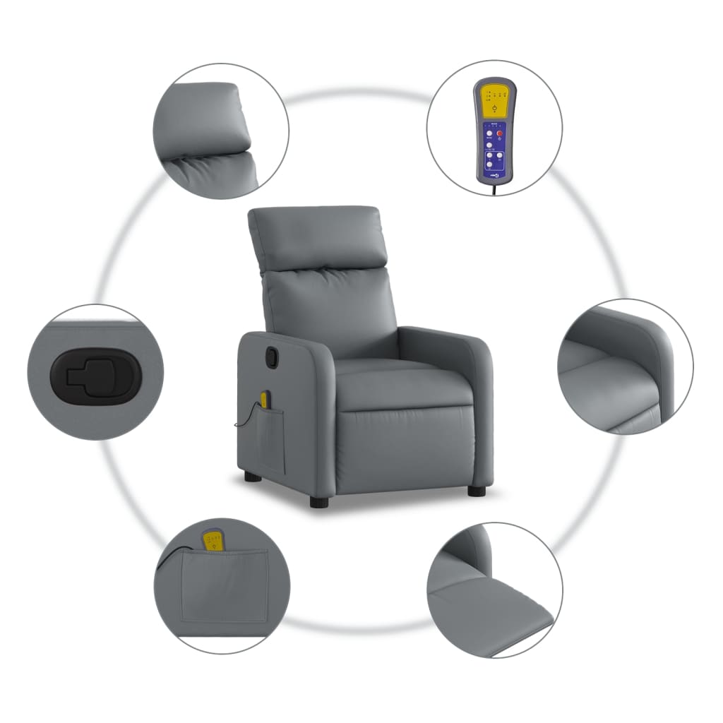Massagestoel verstelbaar kunstleer grijs is nu te koop bij PeponiXL, paradijselijk wonen!