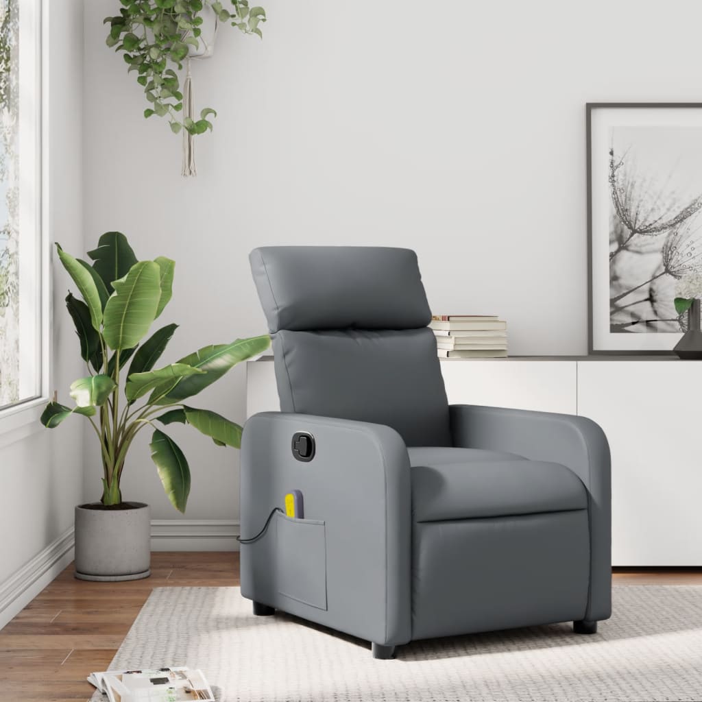 Massagestoel verstelbaar kunstleer grijs is nu te koop bij PeponiXL, paradijselijk wonen!