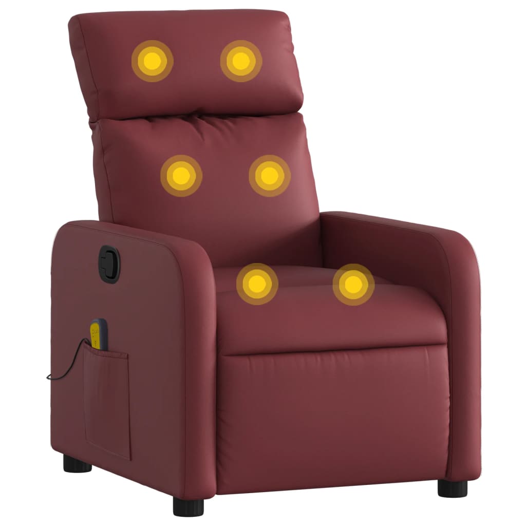 Massagestoel verstelbaar kunstleer wijnrood is nu te koop bij PeponiXL, paradijselijk wonen!