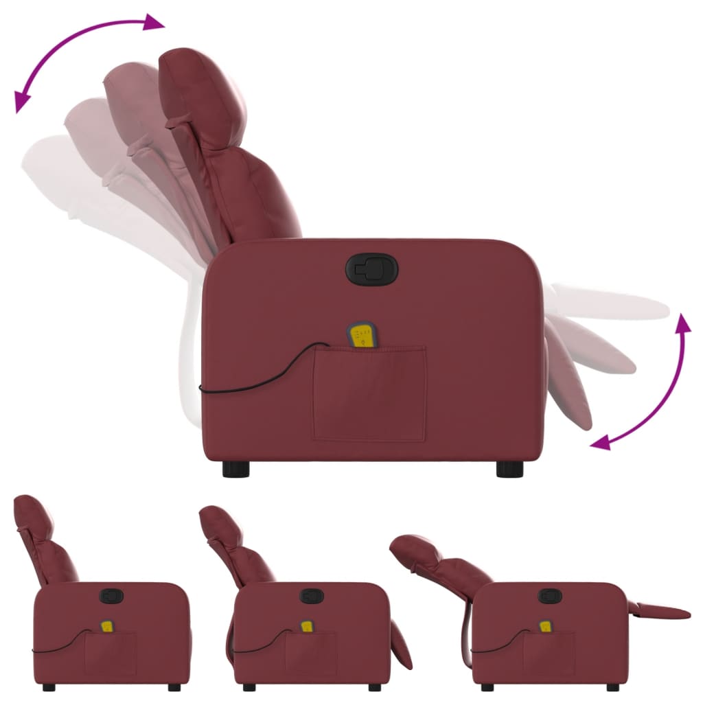 Massagestoel verstelbaar kunstleer wijnrood is nu te koop bij PeponiXL, paradijselijk wonen!