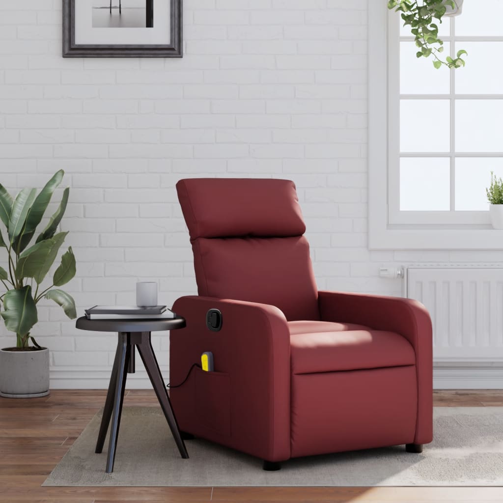 Massagestoel verstelbaar kunstleer wijnrood is nu te koop bij PeponiXL, paradijselijk wonen!