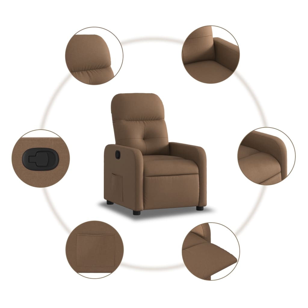 Fauteuil verstelbaar stof bruin is nu te koop bij PeponiXL, paradijselijk wonen!