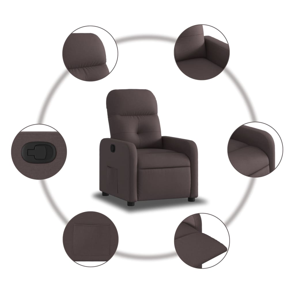 Fauteuil verstelbaar stof donkerbruin is nu te koop bij PeponiXL, paradijselijk wonen!