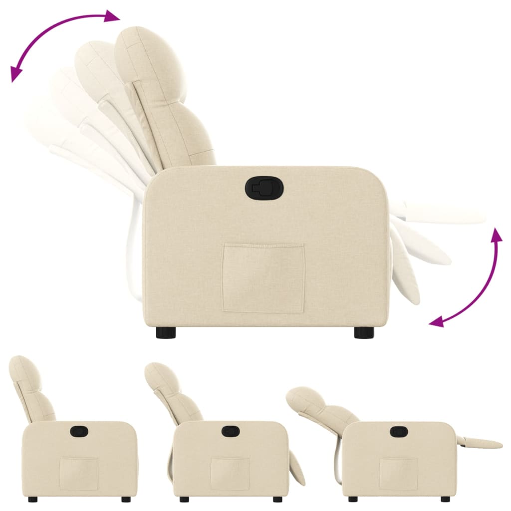Fauteuil verstelbaar stof crèmekleurig is nu te koop bij PeponiXL, paradijselijk wonen!