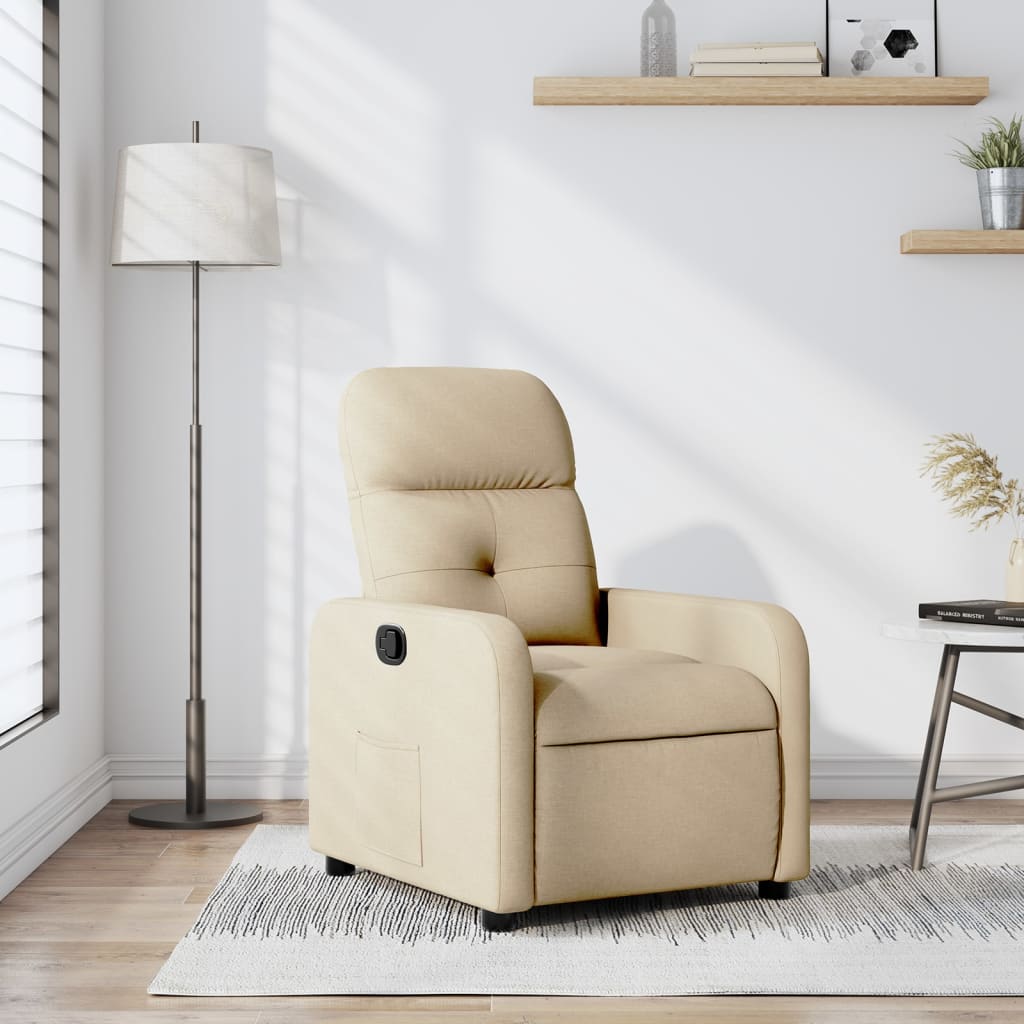 Fauteuil verstelbaar stof crèmekleurig is nu te koop bij PeponiXL, paradijselijk wonen!