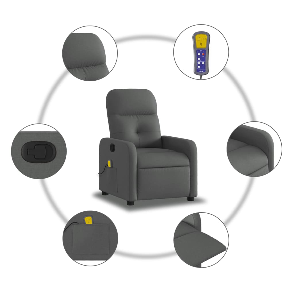 Massagestoel verstelbaar stof donkergrijs is nu te koop bij PeponiXL, paradijselijk wonen!