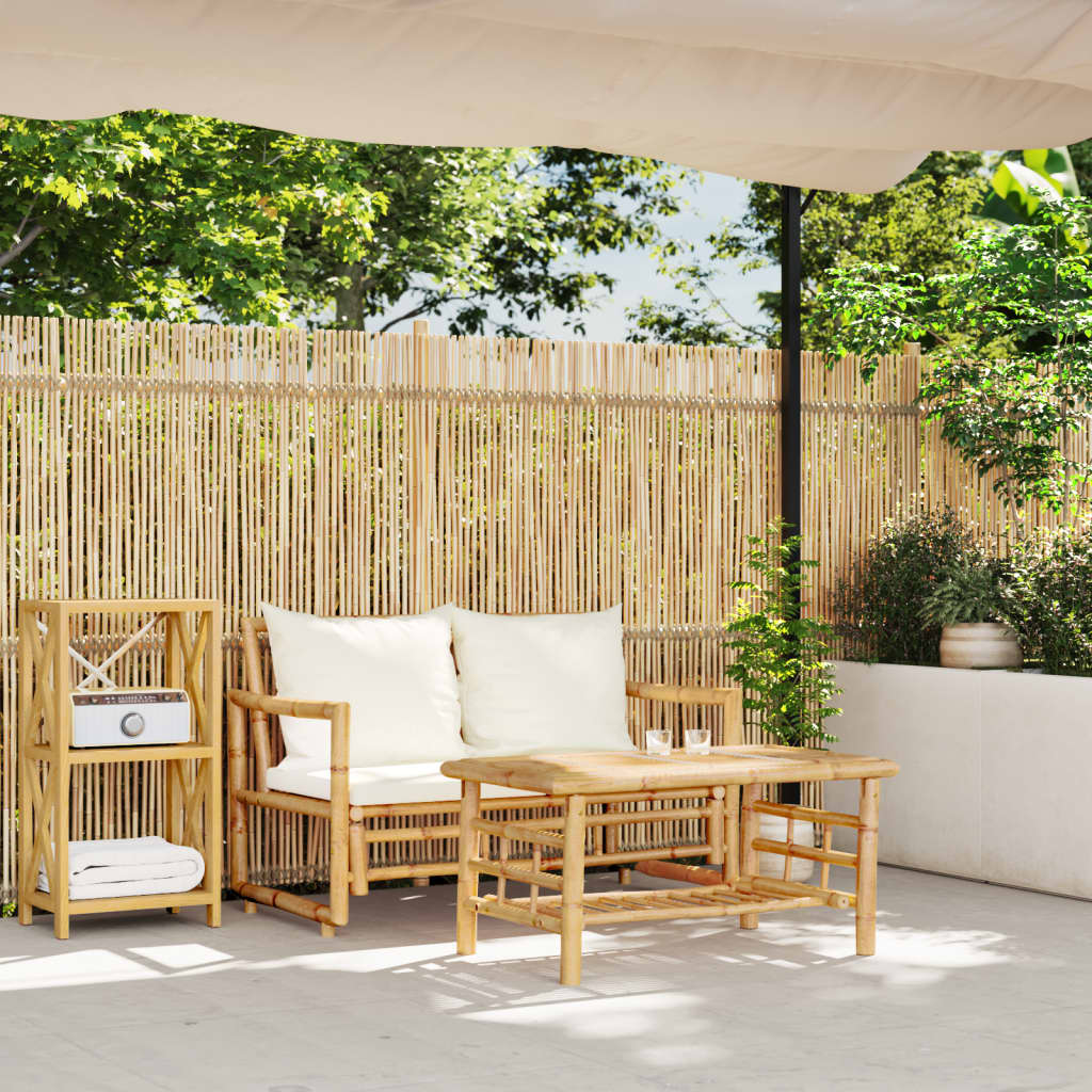 2-delige tuinbankset met kussens van bamboe is nu te koop bij PeponiXL, paradijselijk wonen!