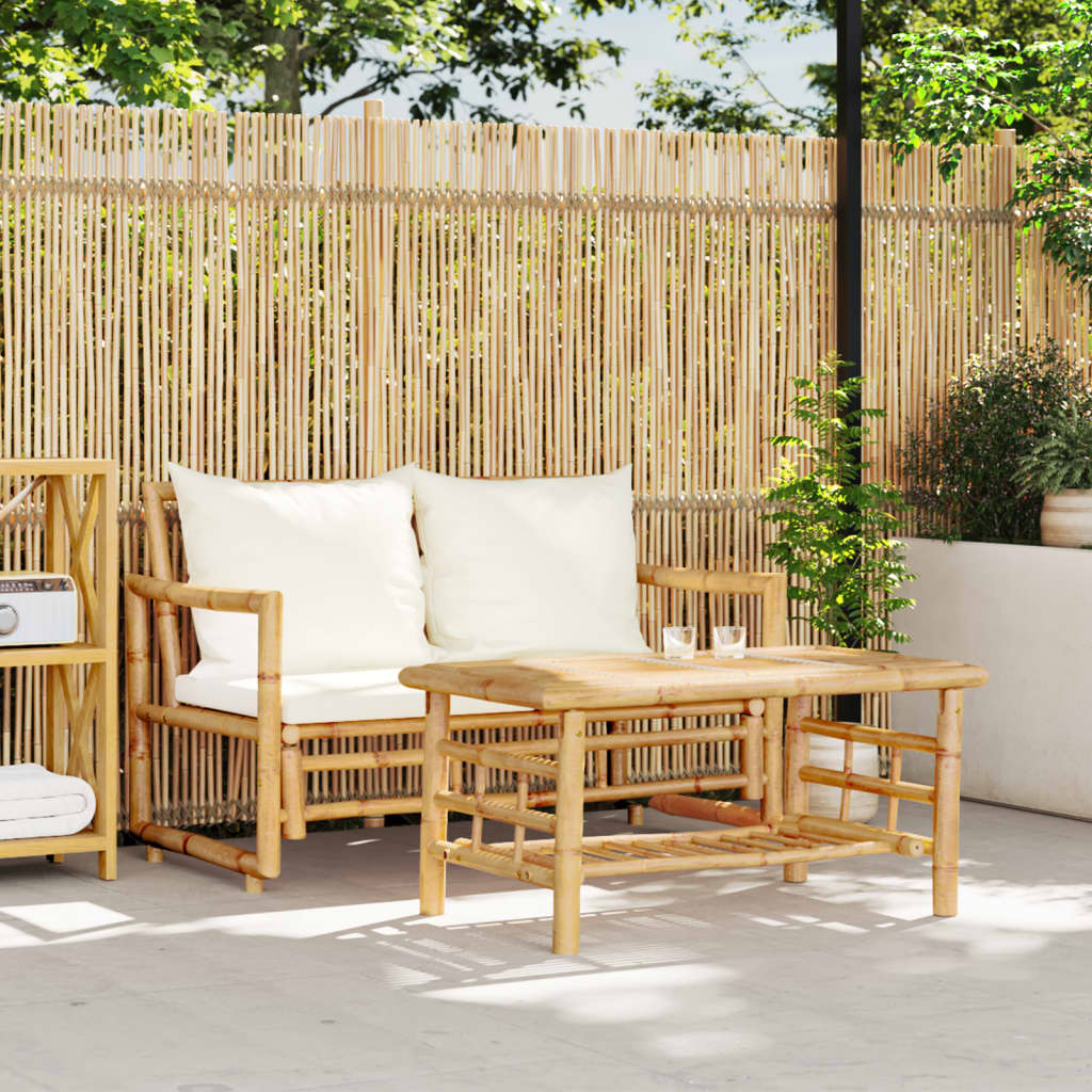 2-delige tuinbankset met kussens van bamboe is nu te koop bij PeponiXL, paradijselijk wonen!