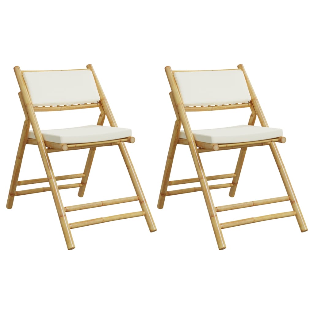 Bistrostoelen 2 st inklapbaar met kussens bamboe crèmewit is nu te koop bij PeponiXL, paradijselijk wonen!
