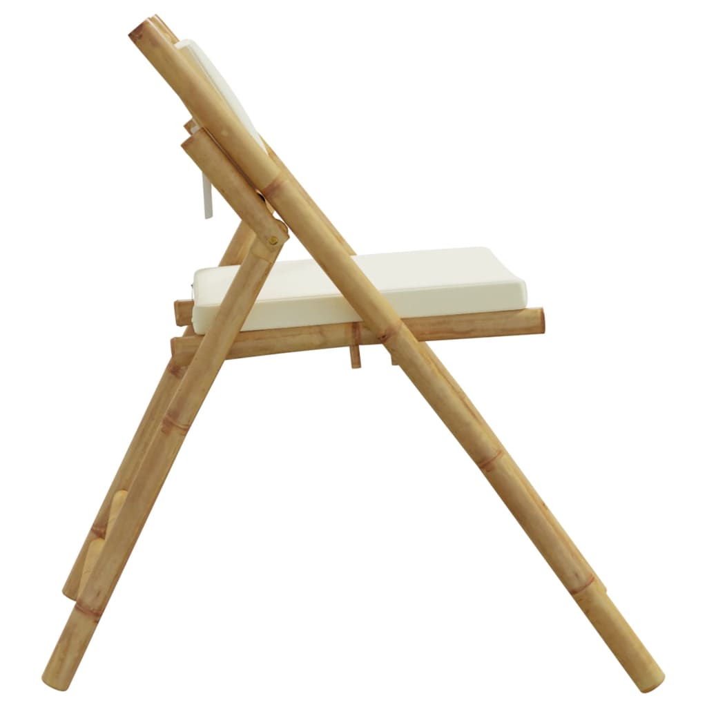 Bistrostoelen 2 st inklapbaar met kussens bamboe crèmewit is nu te koop bij PeponiXL, paradijselijk wonen!