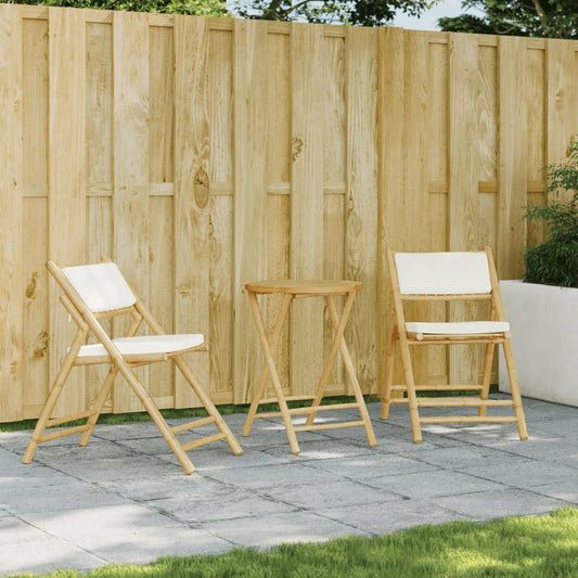 Bistrostoelen 2 st inklapbaar met kussens bamboe crèmewit is nu te koop bij PeponiXL, paradijselijk wonen!