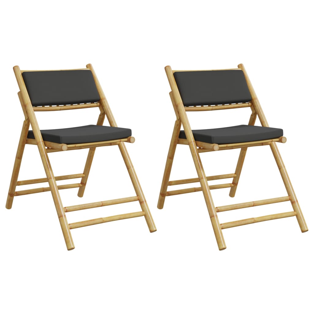 Bistroset 2 st inklapbaar met kussens bamboe donkergrijs is nu te koop bij PeponiXL, paradijselijk wonen!